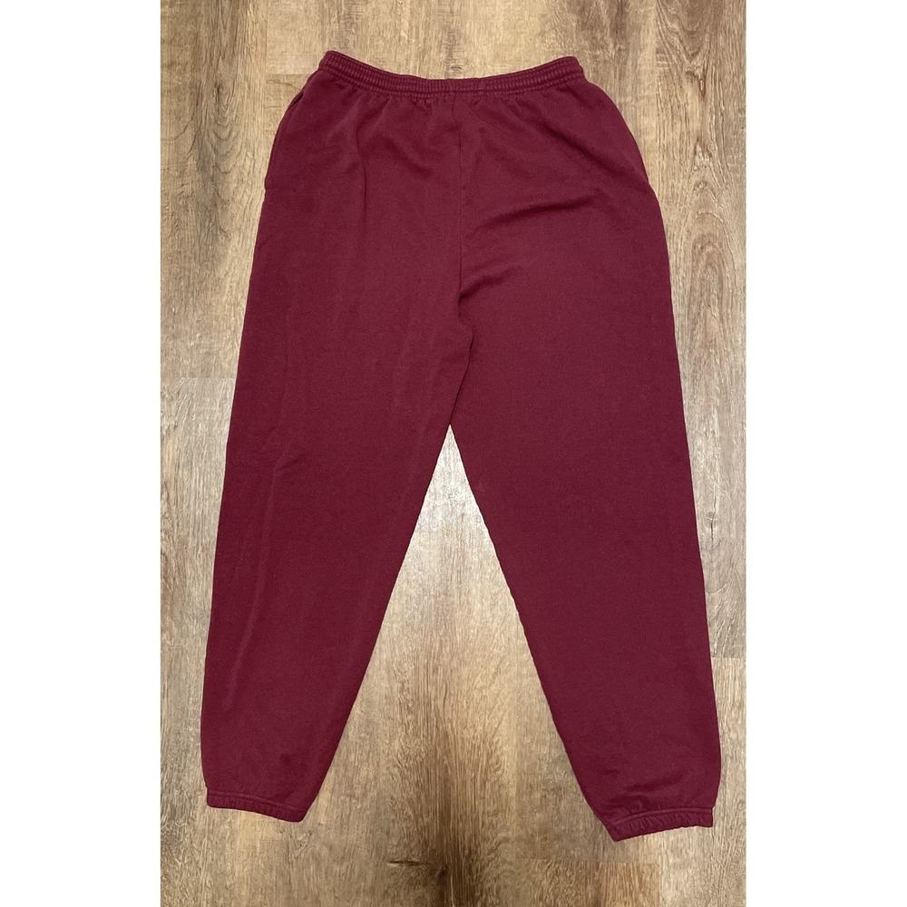 Vintage 90s Hanes Baggy Maroon Drawstring Sweatpants Joggers Size M Made in USA - Picture 2 of 8